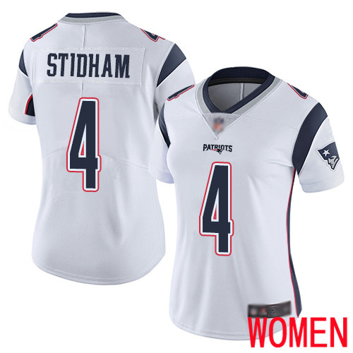 New England Patriots Limited White Women #4 Jarrett Stidham Road NFL Jersey Vapor